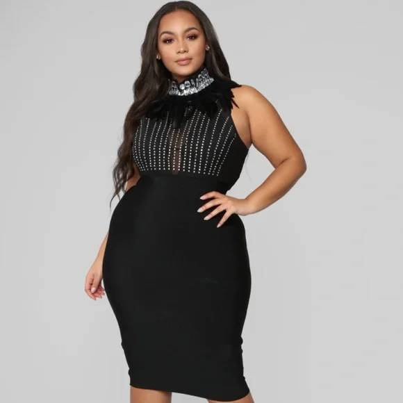 slim fit dress slacks Nova Rhinestone Backless Dress main image 1